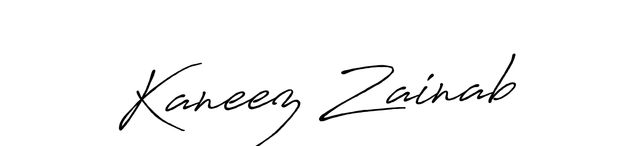 Create a beautiful signature design for name Kaneez Zainab. With this signature (Antro_Vectra_Bolder) fonts, you can make a handwritten signature for free. Kaneez Zainab signature style 7 images and pictures png