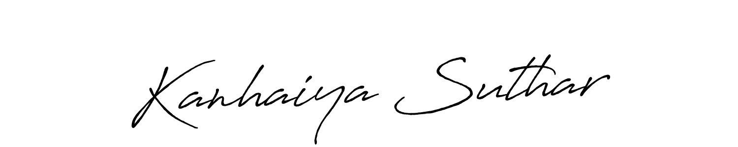Similarly Antro_Vectra_Bolder is the best handwritten signature design. Signature creator online .You can use it as an online autograph creator for name Kanhaiya Suthar. Kanhaiya Suthar signature style 7 images and pictures png