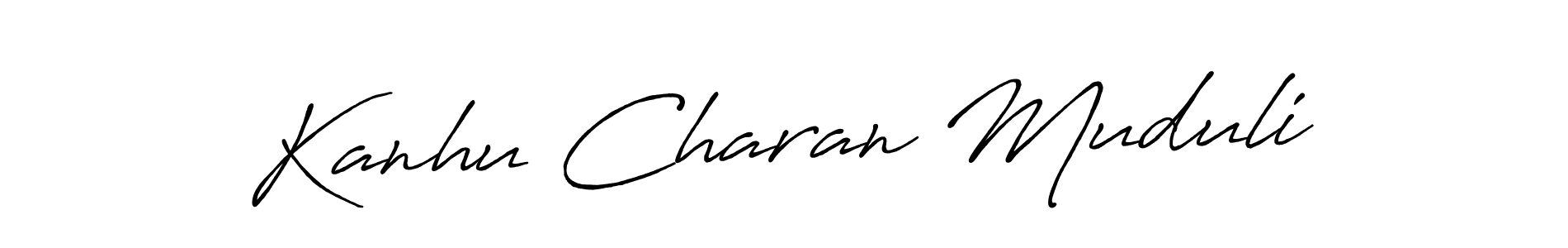 Make a beautiful signature design for name Kanhu Charan Muduli. With this signature (Antro_Vectra_Bolder) style, you can create a handwritten signature for free. Kanhu Charan Muduli signature style 7 images and pictures png