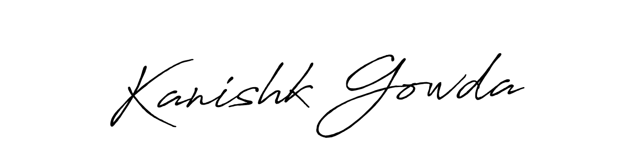 How to make Kanishk Gowda name signature. Use Antro_Vectra_Bolder style for creating short signs online. This is the latest handwritten sign. Kanishk Gowda signature style 7 images and pictures png