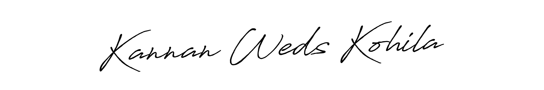 The best way (Antro_Vectra_Bolder) to make a short signature is to pick only two or three words in your name. The name Kannan Weds Kohila include a total of six letters. For converting this name. Kannan Weds Kohila signature style 7 images and pictures png