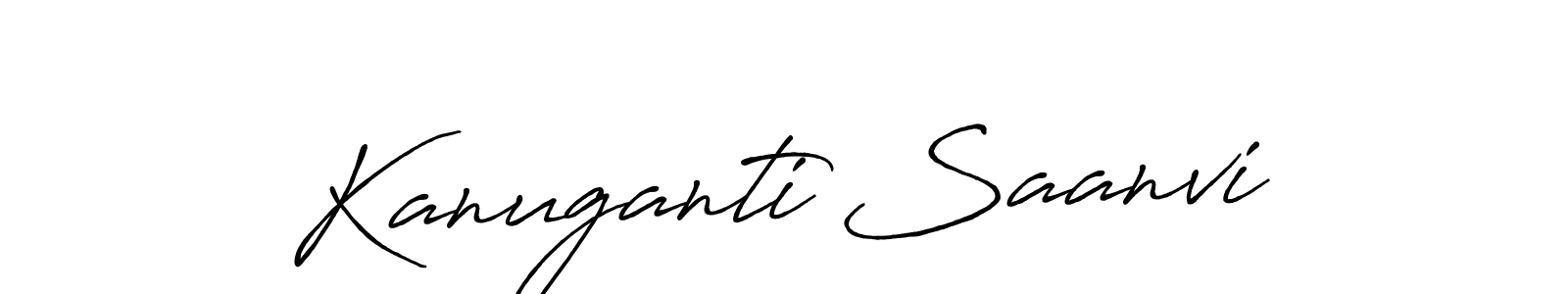 Create a beautiful signature design for name Kanuganti Saanvi. With this signature (Antro_Vectra_Bolder) fonts, you can make a handwritten signature for free. Kanuganti Saanvi signature style 7 images and pictures png