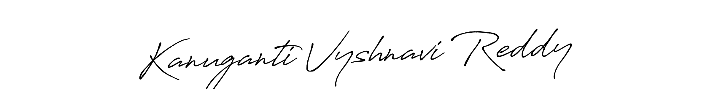 Make a beautiful signature design for name Kanuganti Vyshnavi Reddy. With this signature (Antro_Vectra_Bolder) style, you can create a handwritten signature for free. Kanuganti Vyshnavi Reddy signature style 7 images and pictures png