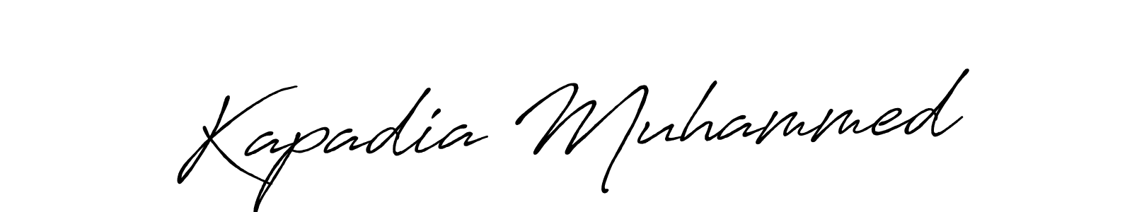 How to make Kapadia Muhammed name signature. Use Antro_Vectra_Bolder style for creating short signs online. This is the latest handwritten sign. Kapadia Muhammed signature style 7 images and pictures png
