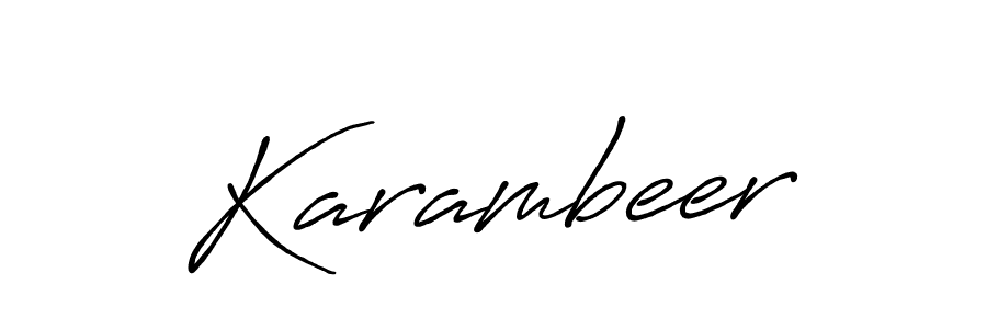 The best way (Antro_Vectra_Bolder) to make a short signature is to pick only two or three words in your name. The name Karambeer include a total of six letters. For converting this name. Karambeer signature style 7 images and pictures png