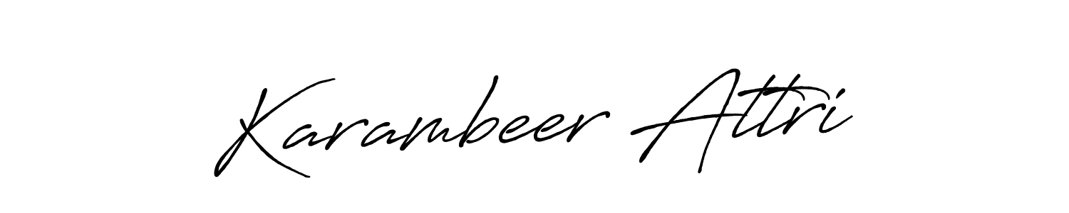 The best way (Antro_Vectra_Bolder) to make a short signature is to pick only two or three words in your name. The name Karambeer Attri include a total of six letters. For converting this name. Karambeer Attri signature style 7 images and pictures png