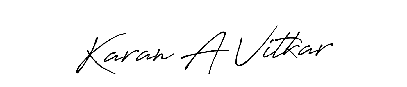 How to make Karan A Vitkar name signature. Use Antro_Vectra_Bolder style for creating short signs online. This is the latest handwritten sign. Karan A Vitkar signature style 7 images and pictures png