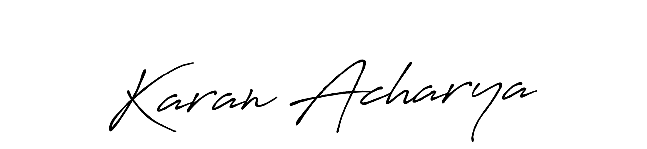 Make a short Karan Acharya signature style. Manage your documents anywhere anytime using Antro_Vectra_Bolder. Create and add eSignatures, submit forms, share and send files easily. Karan Acharya signature style 7 images and pictures png