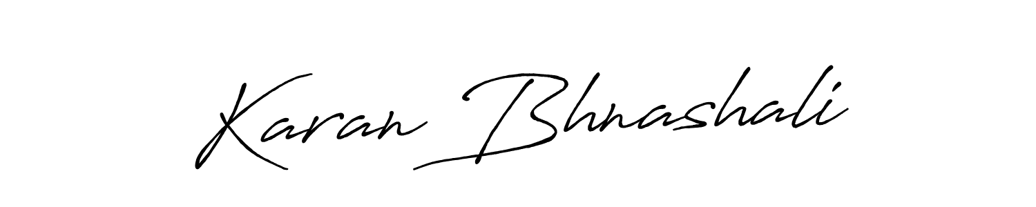 You should practise on your own different ways (Antro_Vectra_Bolder) to write your name (Karan Bhnashali) in signature. don't let someone else do it for you. Karan Bhnashali signature style 7 images and pictures png