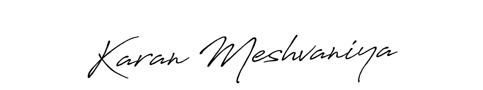Make a beautiful signature design for name Karan Meshvaniya. With this signature (Antro_Vectra_Bolder) style, you can create a handwritten signature for free. Karan Meshvaniya signature style 7 images and pictures png