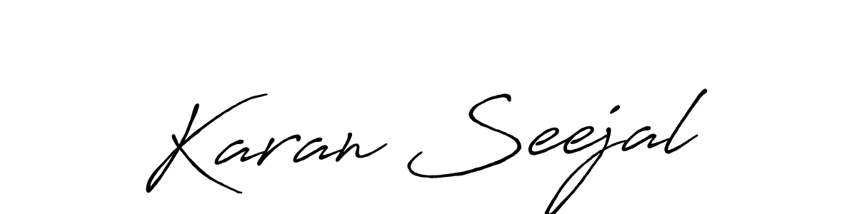 Similarly Antro_Vectra_Bolder is the best handwritten signature design. Signature creator online .You can use it as an online autograph creator for name Karan Seejal. Karan Seejal signature style 7 images and pictures png