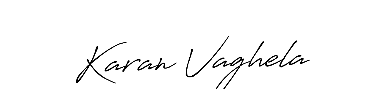 Use a signature maker to create a handwritten signature online. With this signature software, you can design (Antro_Vectra_Bolder) your own signature for name Karan Vaghela. Karan Vaghela signature style 7 images and pictures png