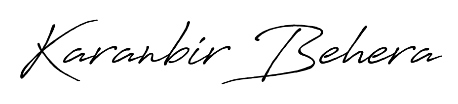 Get inspired by this graceful Antro_Vectra_Bolder signature style for name Karanbir Behera. Smooth loops and balanced proportions for everyday use. Karanbir Behera signature style 7 images and pictures png