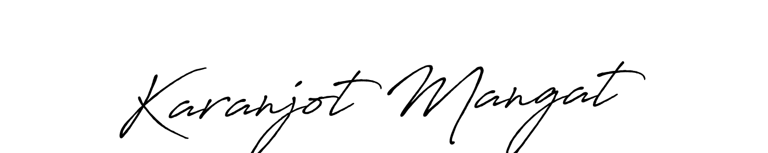 How to make Karanjot Mangat name signature. Use Antro_Vectra_Bolder style for creating short signs online. This is the latest handwritten sign. Karanjot Mangat signature style 7 images and pictures png