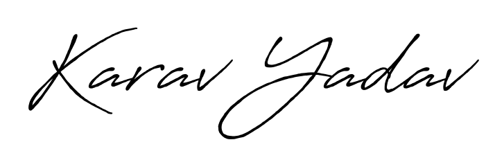 A stylish, flowing autograph style designed for name Karav Yadav using Antro_Vectra_Bolder typography. Perfect for digital creative projects. Karav Yadav signature style 7 images and pictures png