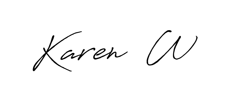 Also we have Karen  W name is the best signature style. Create professional handwritten signature collection using Antro_Vectra_Bolder autograph style. Karen  W signature style 7 images and pictures png