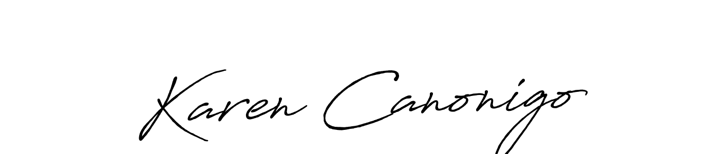 Use a signature maker to create a handwritten signature online. With this signature software, you can design (Antro_Vectra_Bolder) your own signature for name Karen Canonigo. Karen Canonigo signature style 7 images and pictures png