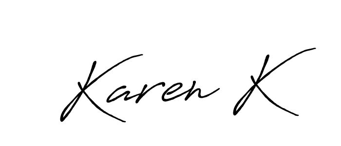 How to make Karen K name signature. Use Antro_Vectra_Bolder style for creating short signs online. This is the latest handwritten sign. Karen K signature style 7 images and pictures png