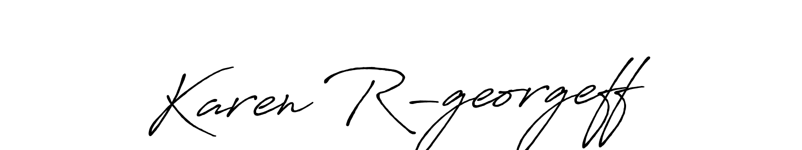 if you are searching for the best signature style for your name Karen R-georgeff. so please give up your signature search. here we have designed multiple signature styles  using Antro_Vectra_Bolder. Karen R-georgeff signature style 7 images and pictures png