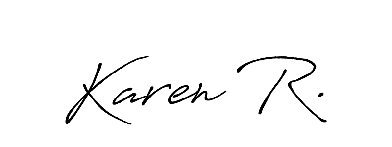 This is the best signature style for the Karen R. name. Also you like these signature font (Antro_Vectra_Bolder). Mix name signature. Karen R. signature style 7 images and pictures png