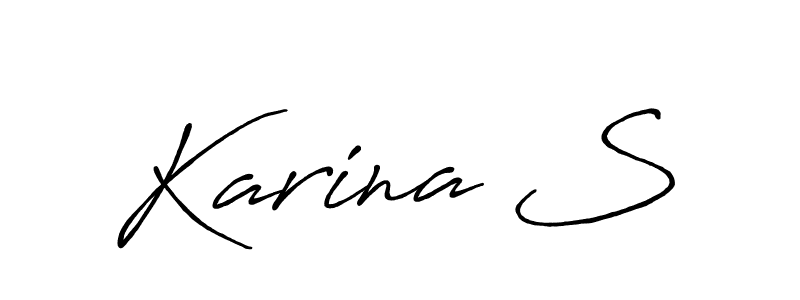 The best way (Antro_Vectra_Bolder) to make a short signature is to pick only two or three words in your name. The name Karina S include a total of six letters. For converting this name. Karina S signature style 7 images and pictures png