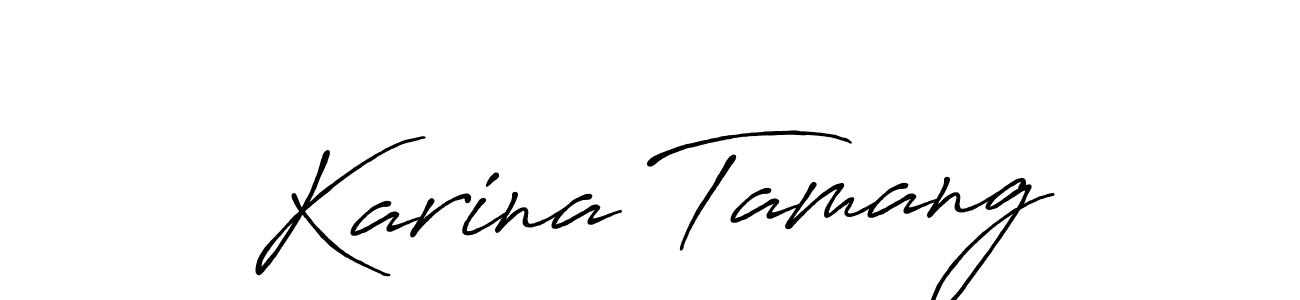 You should practise on your own different ways (Antro_Vectra_Bolder) to write your name (Karina Tamang) in signature. don't let someone else do it for you. Karina Tamang signature style 7 images and pictures png