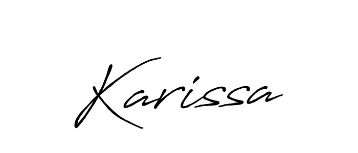 Make a beautiful signature design for name Karissa. With this signature (Antro_Vectra_Bolder) style, you can create a handwritten signature for free. Karissa signature style 7 images and pictures png