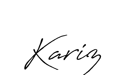 Use a signature maker to create a handwritten signature online. With this signature software, you can design (Antro_Vectra_Bolder) your own signature for name Kariz. Kariz signature style 7 images and pictures png