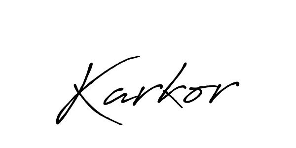 Use a signature maker to create a handwritten signature online. With this signature software, you can design (Antro_Vectra_Bolder) your own signature for name Karkor. Karkor signature style 7 images and pictures png