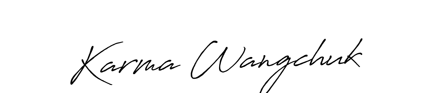 How to make Karma Wangchuk name signature. Use Antro_Vectra_Bolder style for creating short signs online. This is the latest handwritten sign. Karma Wangchuk signature style 7 images and pictures png