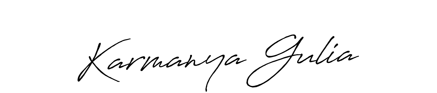 How to make Karmanya Gulia signature? Antro_Vectra_Bolder is a professional autograph style. Create handwritten signature for Karmanya Gulia name. Karmanya Gulia signature style 7 images and pictures png