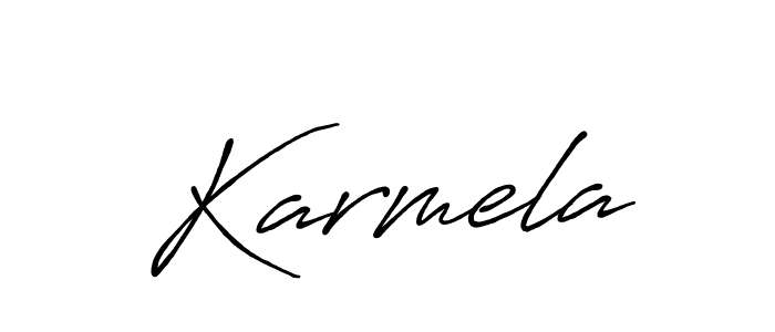 The best way (Antro_Vectra_Bolder) to make a short signature is to pick only two or three words in your name. The name Karmela include a total of six letters. For converting this name. Karmela signature style 7 images and pictures png