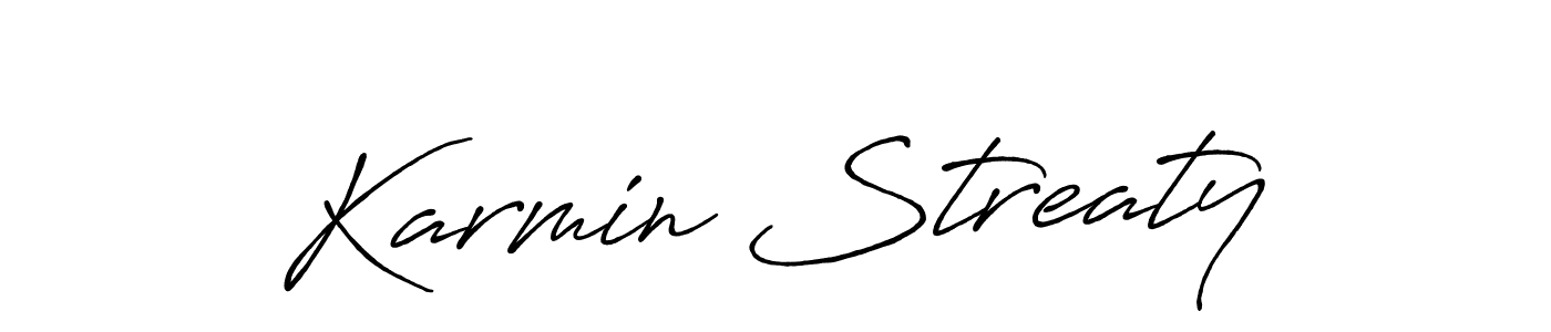 The best way (Antro_Vectra_Bolder) to make a short signature is to pick only two or three words in your name. The name Karmin Streaty include a total of six letters. For converting this name. Karmin Streaty signature style 7 images and pictures png