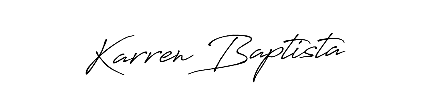 Use a signature maker to create a handwritten signature online. With this signature software, you can design (Antro_Vectra_Bolder) your own signature for name Karren Baptista. Karren Baptista signature style 7 images and pictures png