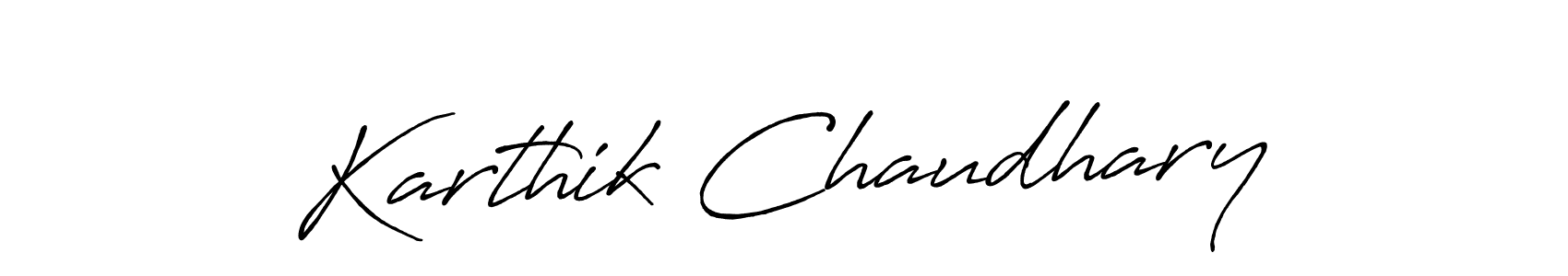 How to make Karthik Chaudhary name signature. Use Antro_Vectra_Bolder style for creating short signs online. This is the latest handwritten sign. Karthik Chaudhary signature style 7 images and pictures png