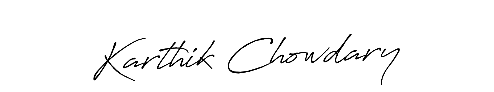 Make a beautiful signature design for name Karthik Chowdary. With this signature (Antro_Vectra_Bolder) style, you can create a handwritten signature for free. Karthik Chowdary signature style 7 images and pictures png