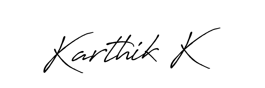 How to make Karthik K name signature. Use Antro_Vectra_Bolder style for creating short signs online. This is the latest handwritten sign. Karthik K signature style 7 images and pictures png