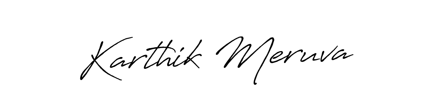 Use a signature maker to create a handwritten signature online. With this signature software, you can design (Antro_Vectra_Bolder) your own signature for name Karthik Meruva. Karthik Meruva signature style 7 images and pictures png