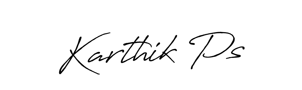Use a signature maker to create a handwritten signature online. With this signature software, you can design (Antro_Vectra_Bolder) your own signature for name Karthik Ps. Karthik Ps signature style 7 images and pictures png