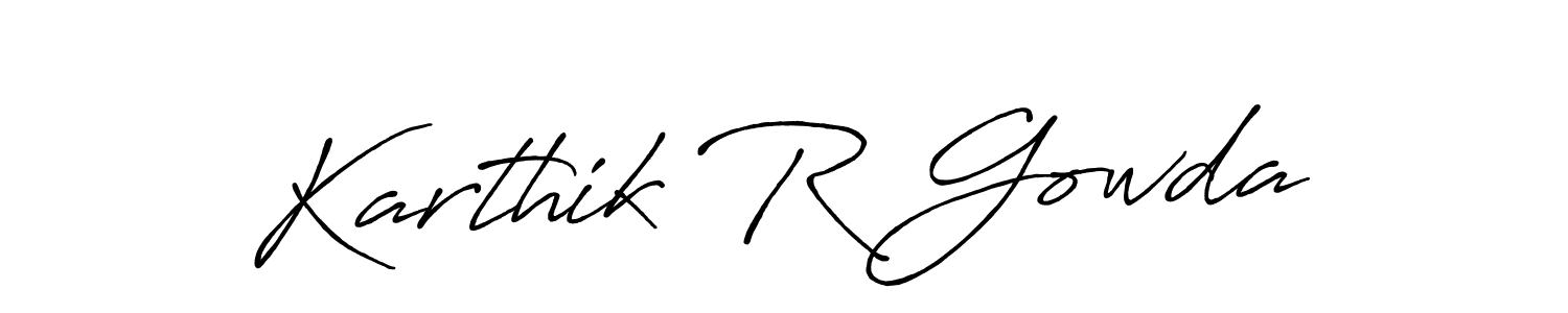 Use a signature maker to create a handwritten signature online. With this signature software, you can design (Antro_Vectra_Bolder) your own signature for name Karthik R Gowda. Karthik R Gowda signature style 7 images and pictures png