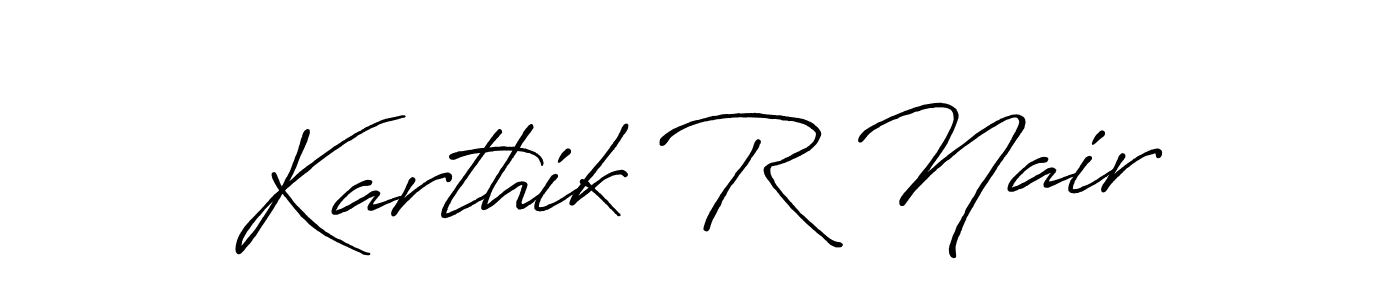 Create a beautiful signature design for name Karthik R Nair. With this signature (Antro_Vectra_Bolder) fonts, you can make a handwritten signature for free. Karthik R Nair signature style 7 images and pictures png