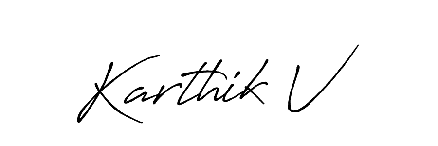 Karthik V stylish signature style. Best Handwritten Sign (Antro_Vectra_Bolder) for my name. Handwritten Signature Collection Ideas for my name Karthik V. Karthik V signature style 7 images and pictures png