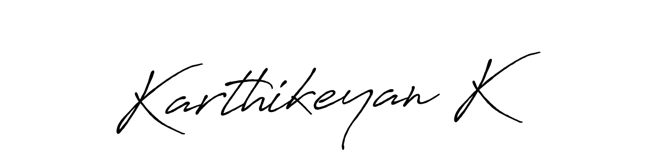 Make a beautiful signature design for name Karthikeyan K. With this signature (Antro_Vectra_Bolder) style, you can create a handwritten signature for free. Karthikeyan K signature style 7 images and pictures png