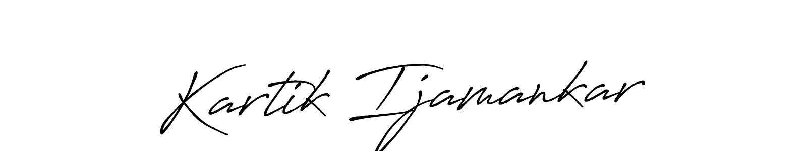The best way (Antro_Vectra_Bolder) to make a short signature is to pick only two or three words in your name. The name Kartik Ijamankar include a total of six letters. For converting this name. Kartik Ijamankar signature style 7 images and pictures png