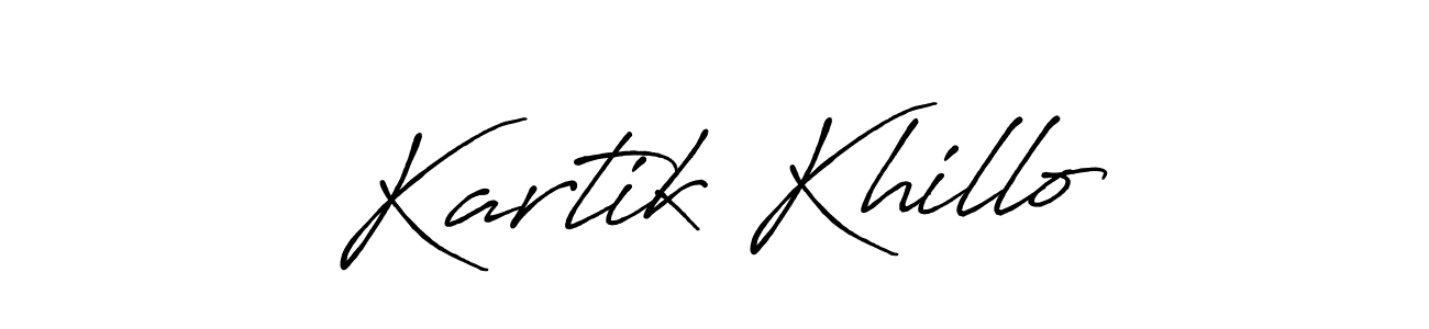 Create a beautiful signature design for name Kartik Khillo. With this signature (Antro_Vectra_Bolder) fonts, you can make a handwritten signature for free. Kartik Khillo signature style 7 images and pictures png