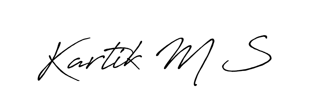 How to make Kartik M S signature? Antro_Vectra_Bolder is a professional autograph style. Create handwritten signature for Kartik M S name. Kartik M S signature style 7 images and pictures png