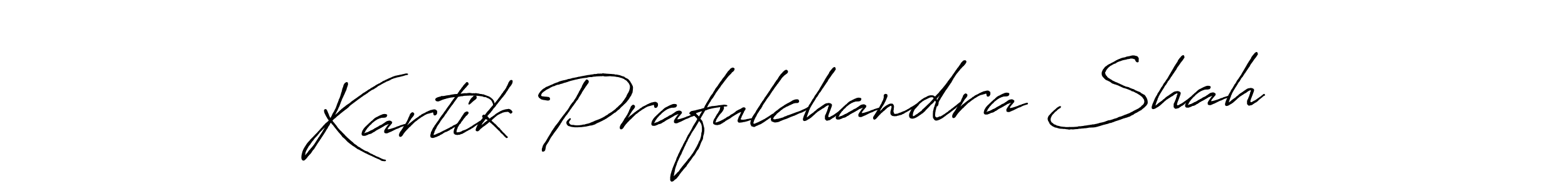 How to make Kartik Prafulchandra Shah name signature. Use Antro_Vectra_Bolder style for creating short signs online. This is the latest handwritten sign. Kartik Prafulchandra Shah signature style 7 images and pictures png