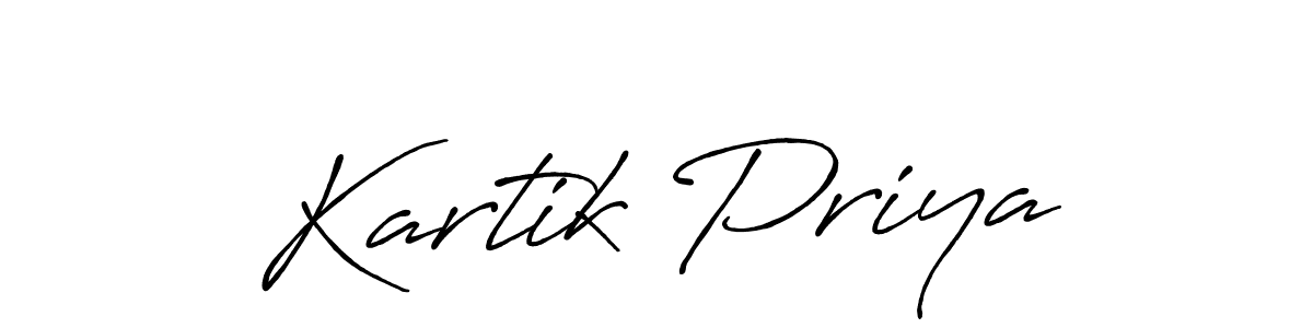 How to make Kartik Priya signature? Antro_Vectra_Bolder is a professional autograph style. Create handwritten signature for Kartik Priya name. Kartik Priya signature style 7 images and pictures png
