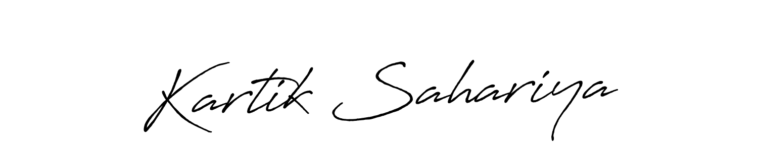 How to make Kartik Sahariya name signature. Use Antro_Vectra_Bolder style for creating short signs online. This is the latest handwritten sign. Kartik Sahariya signature style 7 images and pictures png