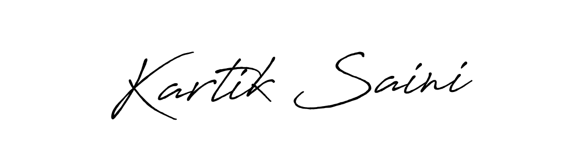 The best way (Antro_Vectra_Bolder) to make a short signature is to pick only two or three words in your name. The name Kartik Saini include a total of six letters. For converting this name. Kartik Saini signature style 7 images and pictures png